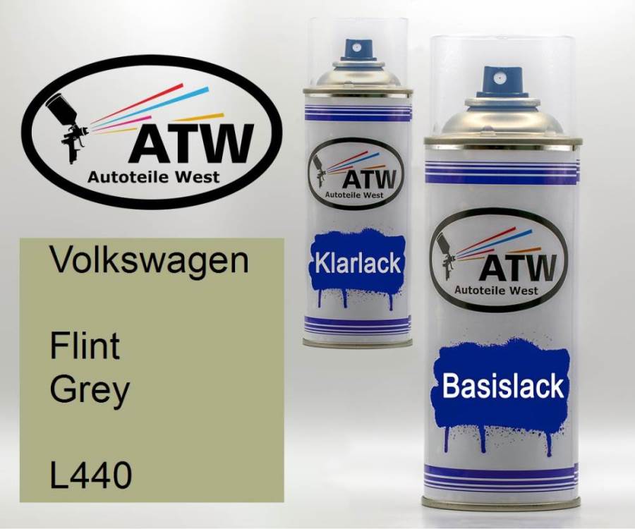 Volkswagen, Flint Grey, L440: 400ml Sprühdose + 400ml Klarlack - Set, von ATW Autoteile West.